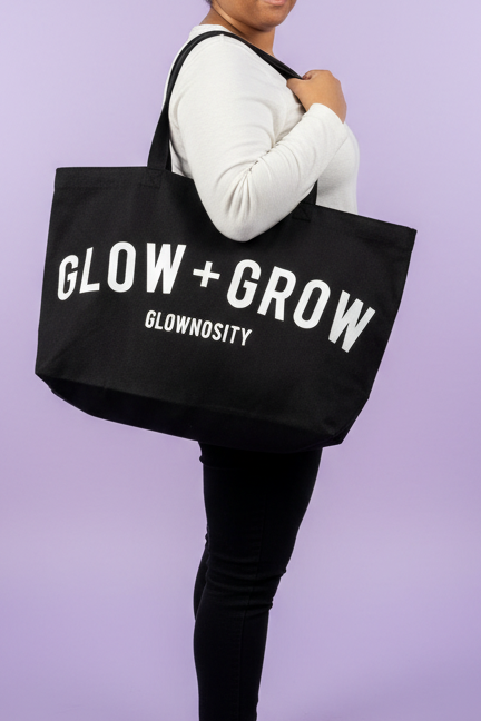 "Glownosity pop-up oversize event bag branded tote"